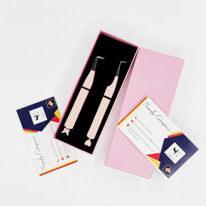 แหนบต่อขนตาปลอมทำจากสเตนเลสสตีลปลายต่อขนตาดีไซน์รูปผีเสื้อรูปหัวใจสามารถปรับแต่งโลโก้ได้สีชมพูสีเงิน - Product Image 4