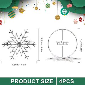 Navidad copo de nieve servilletero anillo Metal servilletero anillo cubierta toalla servilletas vestir Navidad vacaciones para ocasiones especiales - Product Image 3
