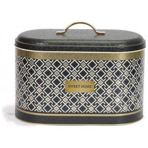 178x338x200mm fond noir boîte à pain motif sans couture conception lignes géométriques 9.8L métal conteneur de stockage des aliments pour la maison - Product Image 1