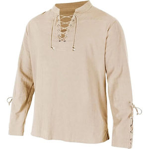 <b>Men's</b> <b>Long</b> <b>Sleeve</b> <b>Shirts</b> Lace Up V-neck Cuff Style <b>Men's</b> Clothing V-Neck <b>T</b>-<b>Shirt</b> For <b>Men</b> High Quality <b>T</b>-<b>Shirt</b> - Product Image 3