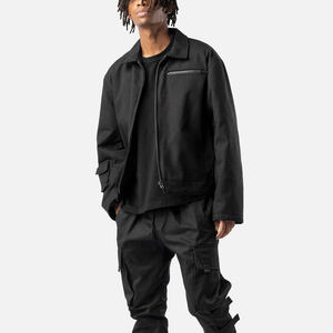 Veste de travail en toile délavée vintage pour homme avec logo personnalisé 100% toile de coton doublée d'une fermeture éclair avec broderie et coupe carrée - Product Image 6