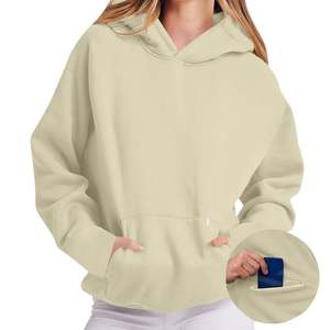 2026 Hot Selling Casual Hooded Sweatshirt Long Sleeve Loose Fit Solid Color Pocket Pullover Autumn <b>Winter</b> <b>Tops</b> Women's Hoodies - Product Image 1