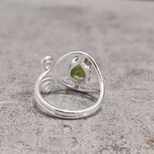 Bijoux en pierre brute bague pour femme péridot brut naturel pierre précieuse août pierre de naissance anniversaire concepteur 925 bague en argent Sterling - Product Image 5