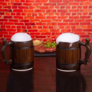 Tasse à bière en bois faite à la main tasse à bière en bois de chêne rouge avec acier inoxydable 304 pour hommes taille personnalisée vaisselle finie en bois antique déco - Product Image 5
