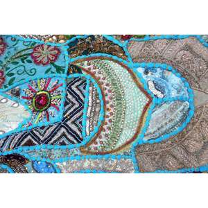 Indian Bohemian <b>Wall</b> Hanging Embroidered Tapestry Handmade Christmas Halloween Abstract Fabric for Outdoor <b>Wall</b> <b>Decor</b> Turquoise - Product Image 2