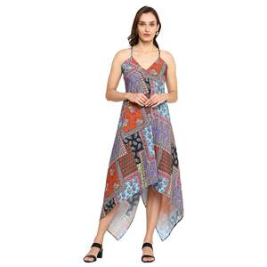 Vestido de verano de diseño personalizado elegante con decoraciones de cremallera Estampado floral múltiple Acampanado y ajustado para ocasiones de Club Suministro ODM - Product Image 6
