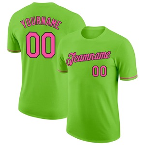 Vente en gros Chemises directes Engro T-shirts pour l'industrie des vêtements de sport T-shirt de performance personnalisé vert fluo rose-noir - Product Image 1