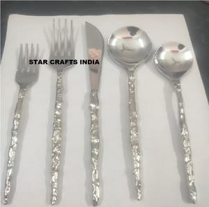 <b>Flower</b> and Leaf Design Flatware in Stainless Steel Set of 6 Cutlery Sets Perfect for Fine Dining and Events Accessory - Product Image 2