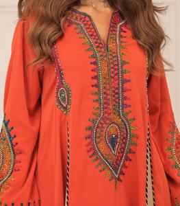 Vente en gros Abaya en satin de luxe personnalisée pour femmes Robe musulmane traditionnelle de haute qualité à manches volantées Conception libre pour les musulmans - Product Image 6