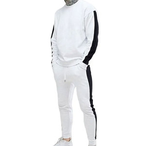 2024 nuevo estilo logotipo personalizado chándal deportivo empalme Color liso Jogger hombres chándal conjunto con rayas - Product Image 1