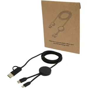 Cable 5 en 1 de 150 cm, de Plástico Reciclado, para Sincronización de Datos y Carga Rápida de 27 W, Gadget USB Promocional - Product Image 2