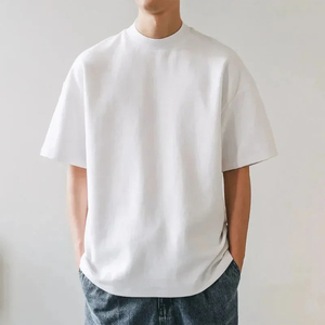 T-shirt surdimensionné personnalisé grande taille avec épaules tombantes tissu tricoté respirant à séchage rapide logo col rond léger Fitness longue longueur - Product Image 1