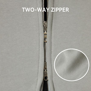 Conjunto de Sudadera con Capucha Unisex de Algodón Grueso con Cremallera Completa, Bordado Personalizado, Ropa Urbana Esencial, Transpirable, Corta, Talla Grande - Product Image 4