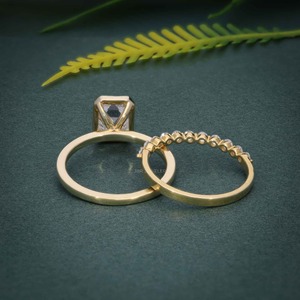 Conjunto de Novia con Diamante Cultivado en Laboratorio con Certificación IGI, Color Esmeralda, VVS, de Alta Gama, con Anillo de Eternidad de Oro de 14k para Mujer, a Bajo Precio - Product Image 6