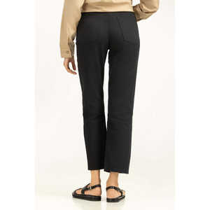 Pantalon décontracté taille haute respirant pour femme, coupe large, taille XL, en tissu tissé, couleur délavée, style tendance, effet froissé - Product Image 3