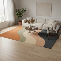 Modern Luxury Hand Knotted Wool Rug Customized Size Washable Non-Slip Rubber Backing Flat Pile for Home Use Elegant Rug Sets