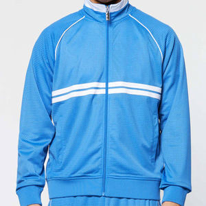 Chándal Deportivo Azul Personalizado con Cremallera Completa, Ligero para Invierno, 100% Algodón, Forro Polar, Top Atlético con Rayas Blancas, Ropa Deportiva, Ropa de Entrenamiento - Product Image 6