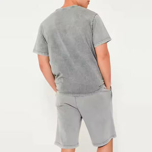 Conjunto de Chándal de Felpa Personalizado, Camiseta y Pantalones Cortos, Estilo Vintage con Hombros Caídos, Conjunto Deportivo de Invierno de Peso Pesado - Product Image 5