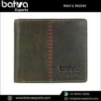 Dompet Lipat dua Vintage mewah terlaris pria, dompet gaya pendek ritsleting memblokir RFID kulit asli lapisan katun desain Bisnis