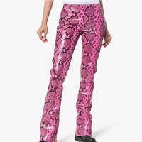 Pantalon de soirée décontracté taille haute en similicuir effet serpent pour femme grande taille, coupe croisée, collection automne