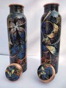 Bouteille d'eau sport en cuivre imprimé design 99,9 %, 1000 ml, anti-fuite, écologique, avec couvercle classique, jetable, pour activités de plein air et salle de sport - Product Image 2