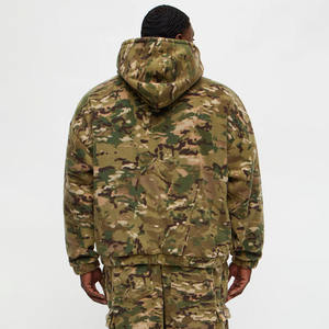 Sweat à capuche zippé camouflage pour homme, surdimensionné, épais, lourd, en molleton 100 % coton de haute qualité, personnalisé, écologique, automne - Product Image 3