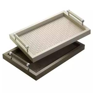 Plateaux de service en bois faits à la main de vente chaude avec poignée carrée et ronde exportés pour la vente - Product Image 5