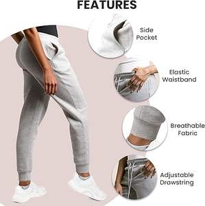 Pantalons de survêtement en molleton respirant à taille élastique pour femmes, coupe mi-longue, style hip-hop, 65% polyester, 35% coton, avec poches - Product Image 5