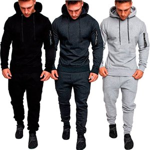 Vêtements de sport personnalisés OEM pour hommes Sweat à capuche d'entraînement à manches longues avec survêtement imprimé uni à taille élastique - Product Image 5