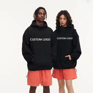 2024 High Quality Stacking No <b>String</b> Embroidered Winter <b>Hoodies</b> 400 Gsm Heavyweight Oversized Unisex Puff Printing Custom Men - Product Image 1