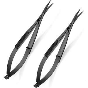 Tijeras de manicura de acero inoxidable con resorte de micropunta profesional, cuidado de la belleza, embalaje ecológico negro azabache para artesanía de recorte de pestañas - Product Image 1