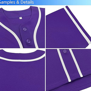 Hombres Color púrpura 2025 Juventud Logotipo personalizado Béisbol con botón Sublimación de alta calidad Jersey de béisbol para hombres - Product Image 6