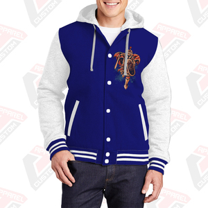 Men's Stylish Warm Eco-Friendly Varsity Jacket Hood 100% Cotton Fleece Beaded Embroidered Digital Printed Stonewashed Customized - Product Image 2