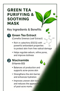 หน้ากากชาเขียวสำหรับทำความสะอาดรูขุมขนควบคุมน้ำมัน22716 oem/odm ISO - Product Image 4