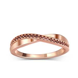 Jeulia Rose Gold Plated Sterling <b>Silver</b> Crossover Zircon Band <b>Ring</b> for Women - Product Image 3