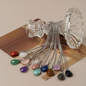 Pendentif de luxe fait à la main en argent Sterling multicolore 9X12mm forme de poire multicolore pour ensemble de bijoux de mode pour hommes avec femmes - Product Image 3