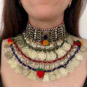 Haute qualité à la mode Style afghan en acier inoxydable ensembles de bijoux Turquoise personnalisé femmes Vintage mariage boucle d'oreille collier pour - Product Image 2