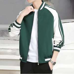<b>Custom</b> Wholesale Top Trending Men Varsity Jacket Zip Up Contrast Sleeve Baseball Style Casual Fashion Outerwear Training Wear - Product Image 6