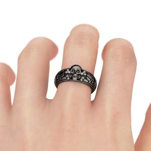Jeulia <b>Black</b> Sterling <b>Silver</b> Skull <b>Ring</b> for Children - Product Image 4