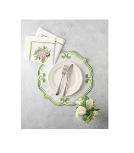 Linen Handmade Europe Style <b>Table</b> <b>Placemat</b> with White Embroidery Luxury Wedding Decor Reusable Washable Elegant Look - Product Image 1
