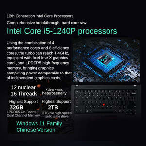 L e n o V o Think Pad T14S Inter Core 12th Generation-Ordenador portátil de 14 pulgadas, 16GB DDR5 512GB SSD, de 12. ª generación, de 2. ª generación, de 2. ª generación, de 16GB DDR5 y GB - Product Image 6