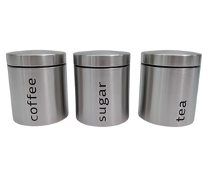 Metal Steel Metal <b>Tea</b> <b>Coffee</b> <b>Sugar</b> Tin Canister Set Bread Box Storage with Lid Storage Canister - Product Image 4