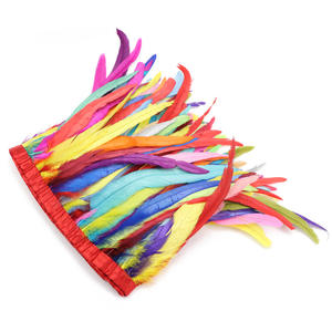 20-25CM une variété <span class=keywords><strong>de</strong></span> couleurs dépouillé queue <span class=keywords><strong>de</strong></span> <span class=keywords><strong>coq</strong></span> plumes <span class=keywords><strong>cheveux</strong></span> tissu bord Performance costume - Product Image 6