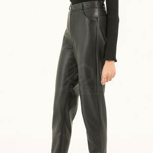 2024 à la mode de haute qualité femmes Pure couleur unie respirant en cuir Leggings hiver décontracté plat avant taille haute personnalisé - Product Image 3