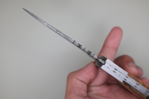 มีดราจปุตคุณภาพสูง เกรดอุตสาหกรรม เหล็กดามัสกัส มีดพับใบมีดทรงหยดน้ำ ขอบตรง ด้ามไม้ ขนาด 19 ซม. - Product Image 5