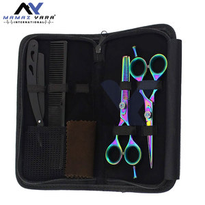 Juego de tijeras de corte de pelo delgadas profesionales de 5,5 pulgadas, tijeras de peluquería de acero inoxidable de colores arcoíris, precio al por mayor - Product Image 5