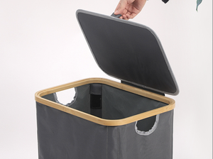 42*32*75CM <span class=keywords><strong>Panier</strong></span> à Linge Sale <span class=keywords><strong>avec</strong></span> Poignées de Couvercle Pliable Lavable en Machine Sac Intérieur Chambre Cube à Linge Jouet Snacks Boîte de Rangement - Product Image 6
