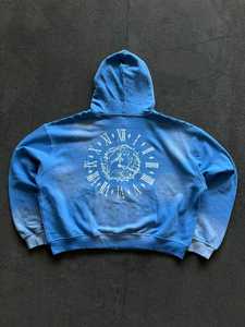 Sudaderas con capucha con cremallera vintage lavadas con ácido desgastadas de algodón nuevo de peso pesado bordado con diseño de impresión de logotipo personalizado para hombres - Product Image 2