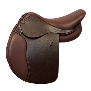 Selle de saut et de course tout usage durable pour l'équitation en cuir véritable Tailles anglaises 14 "à 18" - Product Image 1