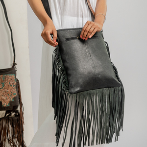 Nouveau sac fourre-tout pour femme en cuir suédé à franges, style occidental, avec fourrure de vache, pierre turquoise, haute qualité, étanche, portable, pour l'été - Product Image 3